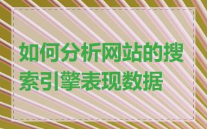 如何分析网站的搜索引擎表现数据