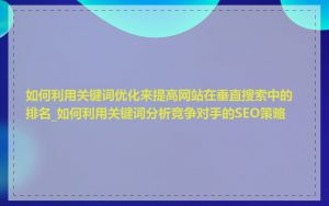 如何利用关键词优化来提高网站在垂直搜索中的排名_如何利用关键词分析竞争对手的SEO策略