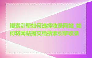 搜索引擎如何选择收录网站_如何将网站提交给搜索引擎收录