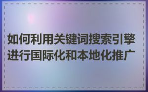 如何利用关键词搜索引擎进行国际化和本地化推广