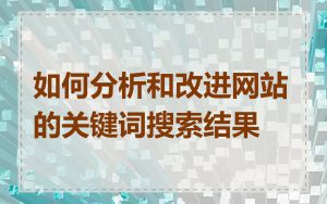 如何分析和改进网站的关键词搜索结果